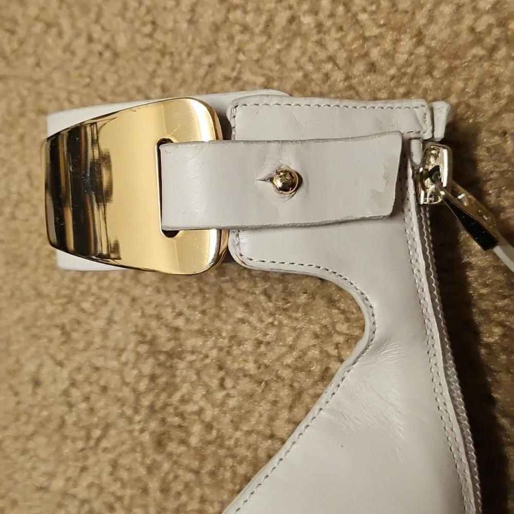 Marciano Elegant White High Heels with Gold Accents - Picture 6 of 12